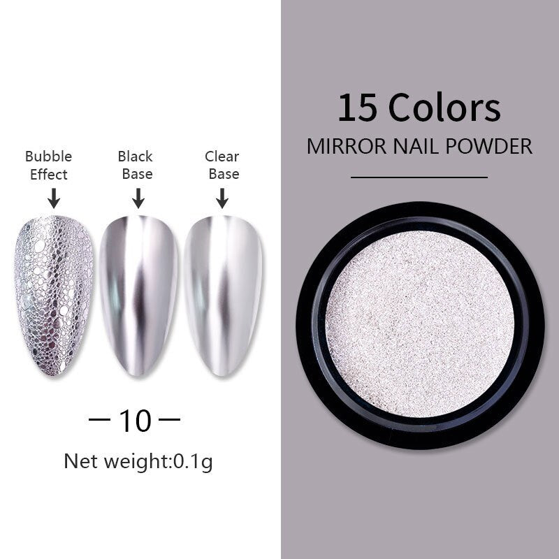 Mirror Nail Glitter Powder Gold Silver Metallic Effect Pigment Gel